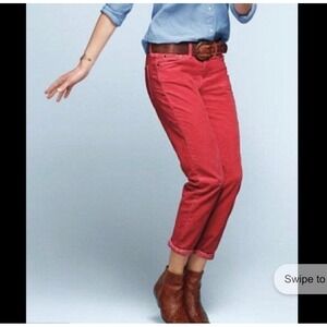 Gap 1969 Sexy Boyfriend Corduroy Pants Coral Red Button‎ Fly 6 28 Cheer Vtg 2012